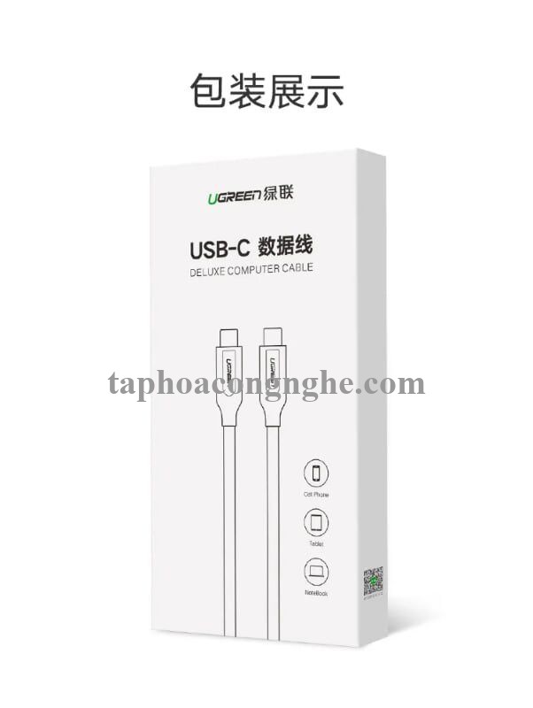 Ugreen 60120 0.5M màu trắng Cáp USB-A sang Type C cao cấp US287 30060120